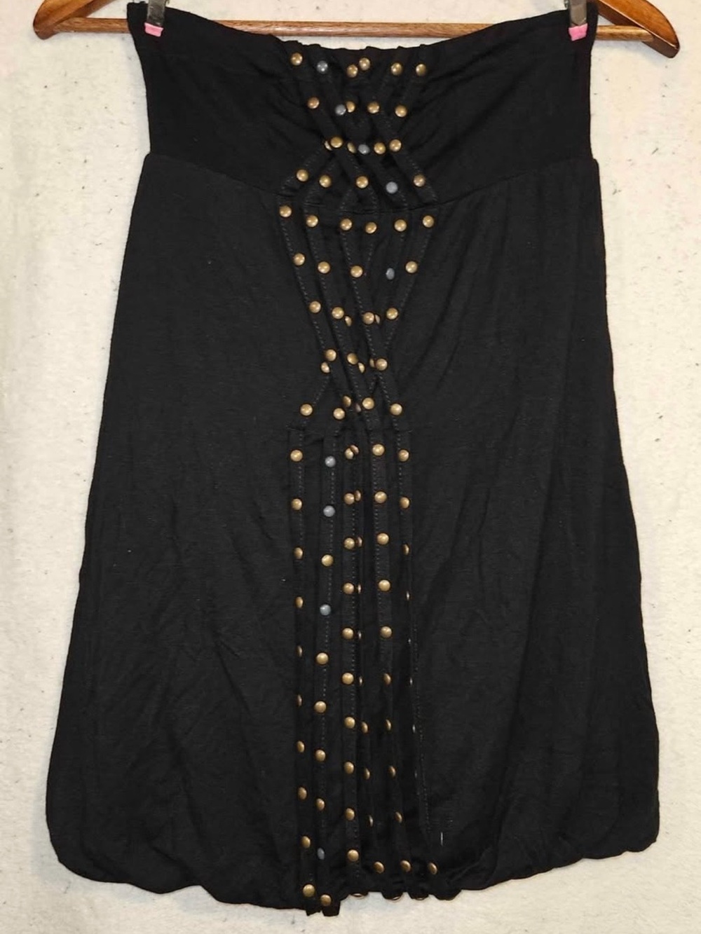Guess Black A-Line Halter Top with Gold Stud Detail